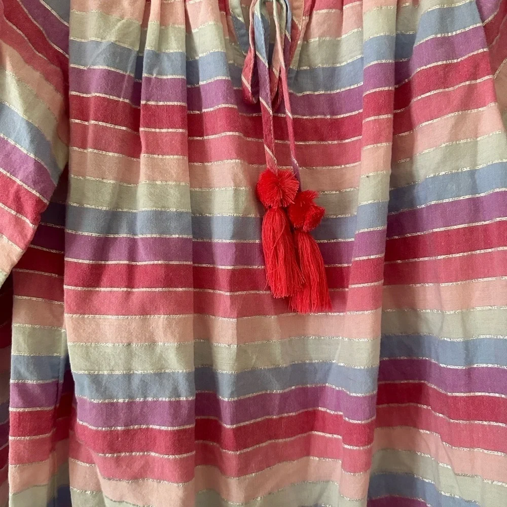J. Crew rainbow striped boho peasant blouse. Size medium. Cotton.